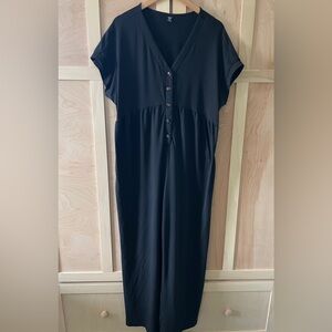 SHEIN Black V-Neck Jumpsuit